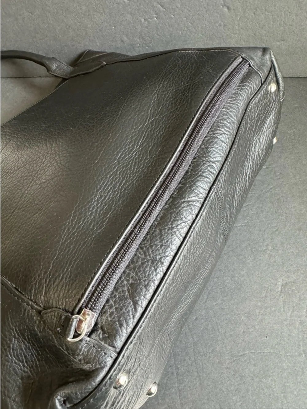 LODIS Black Leather Shoulder Tote Bag‎ Work Laptop Travel Purse